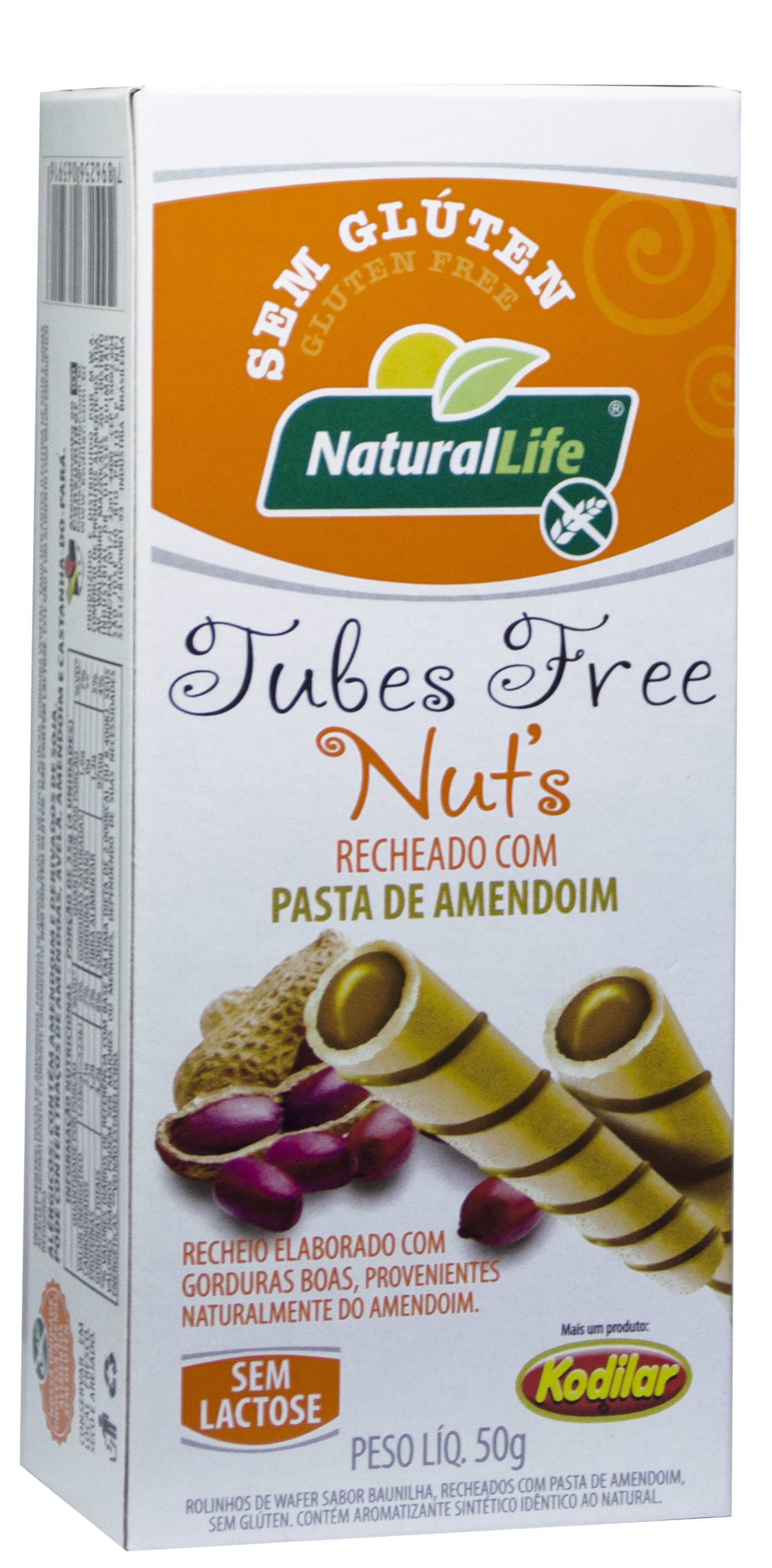 TUBES FREE NUT'S RECHEADO COM PASTA DE AMENDOIM 50G NATURAL LIFE 
